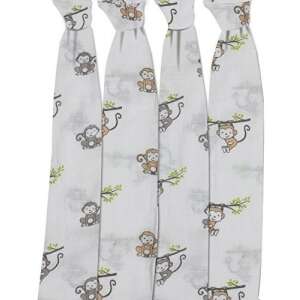 Bacati Conjunto De 4 Monos Felices Muselina Swaddling Mantas