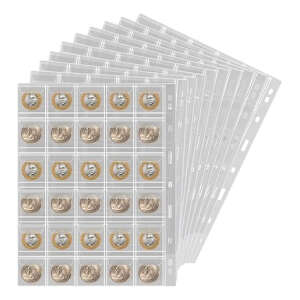 Páginas Para Colección De Monedas 12 Hojas (30 Bolsillos)