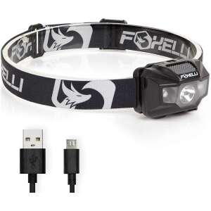 Foxelli Linterna Frontal Led Ultraligera, Recargable Por Usb