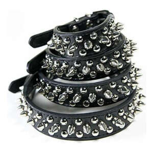 Corelife Collar De Piel Vegana Con Pinchos Para Perros Y Gat